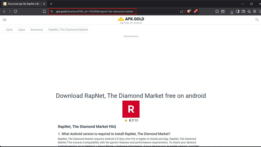 Fake Mobile App Impersonating: RapNet — The Diamond Market