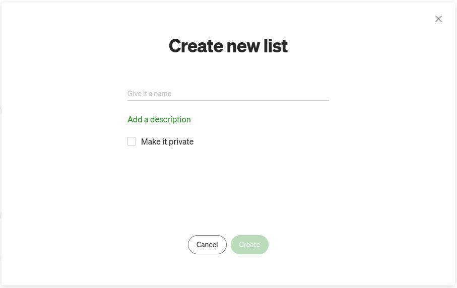 A screenshot of the “New List” creation screen, showing the few simple steps required.