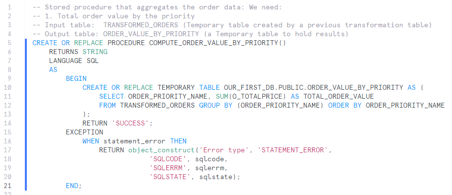 Stored procedure to calculate order values by priority