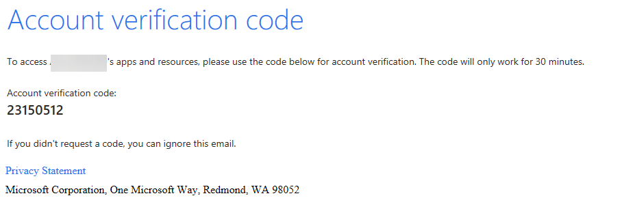 Image of email with OTP verification code