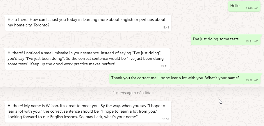 Using Python, OpenAI, Flask, and Twilio to Develop an English Teacher Chatbot for WhatsApp