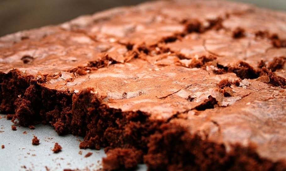 Photo of a brownie cut in squares