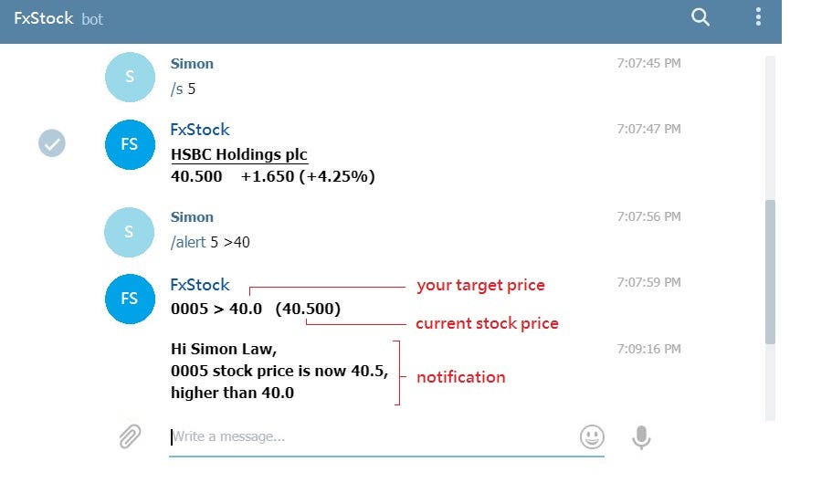 Set alert on stock price