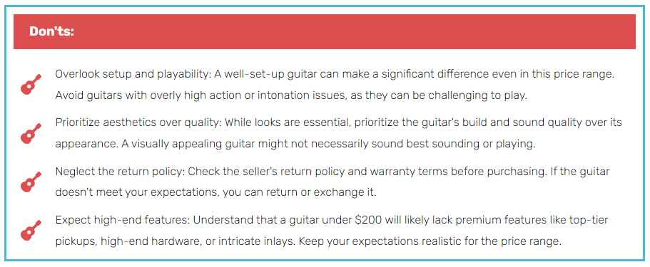 Don’ts of Buying an Electric Guitar