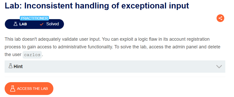 Lab: Inconsistent handling of exceptional input ( Business Logic Vulnerabilities ) #lab6