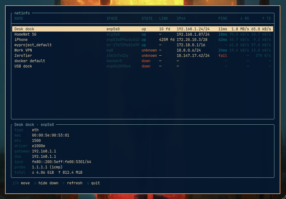 netinfo-tui: a network interface monitor for the terminal