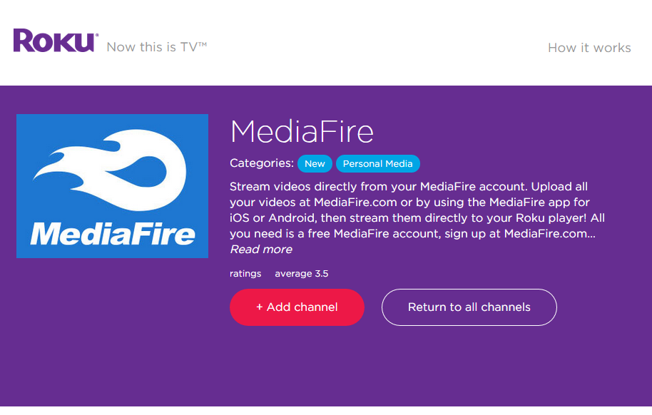 Roku MediaFire Channel