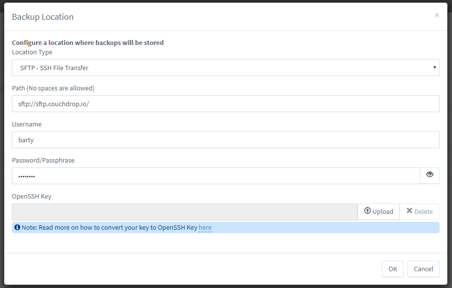 Configuring SFTP backup to cloud storage with 3CX