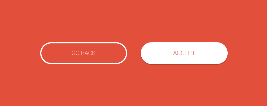 A set of two buttons. The primary button on the right says “accept” and secondary button on the left says “go back”