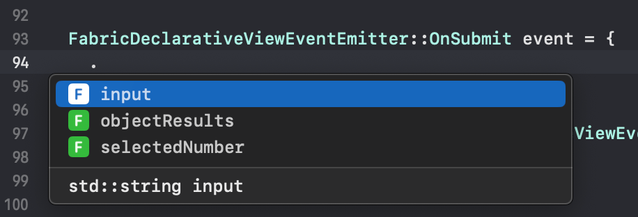 Xcode autocomplete helps to define event properties