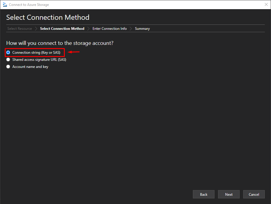 Connection string (Key or SAS) — Azure Storage Explorer