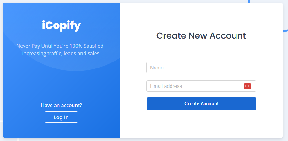 icopify signup form