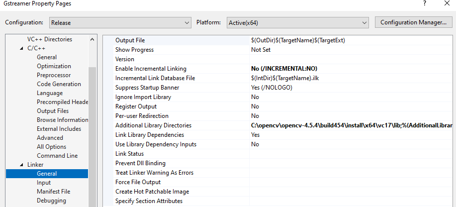 Configure Opencv Gstreamer in VS 2022