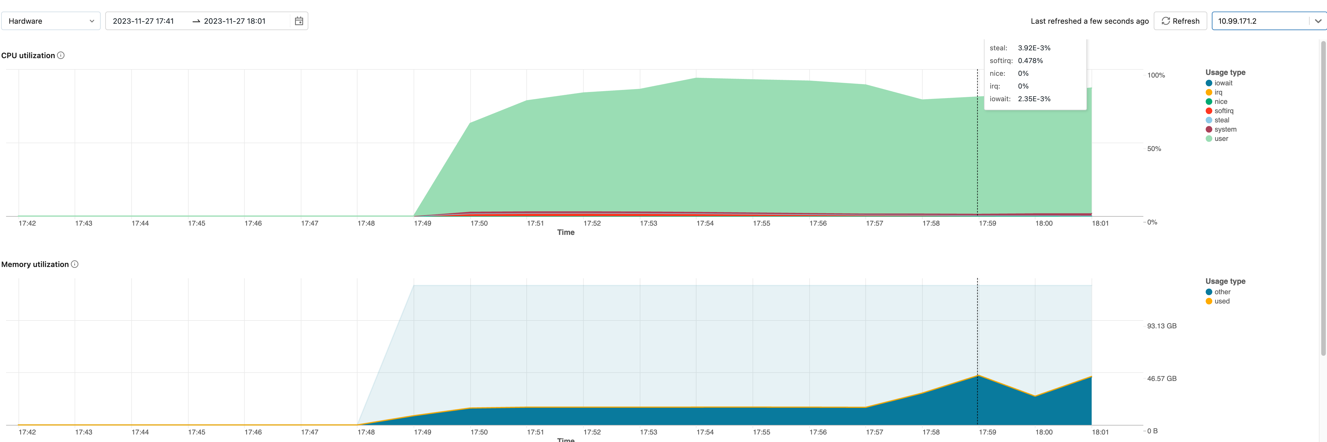 The screenshot from the new cluster metrics tool