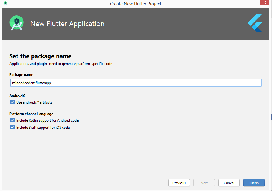 Package name Specification For Flutter Project