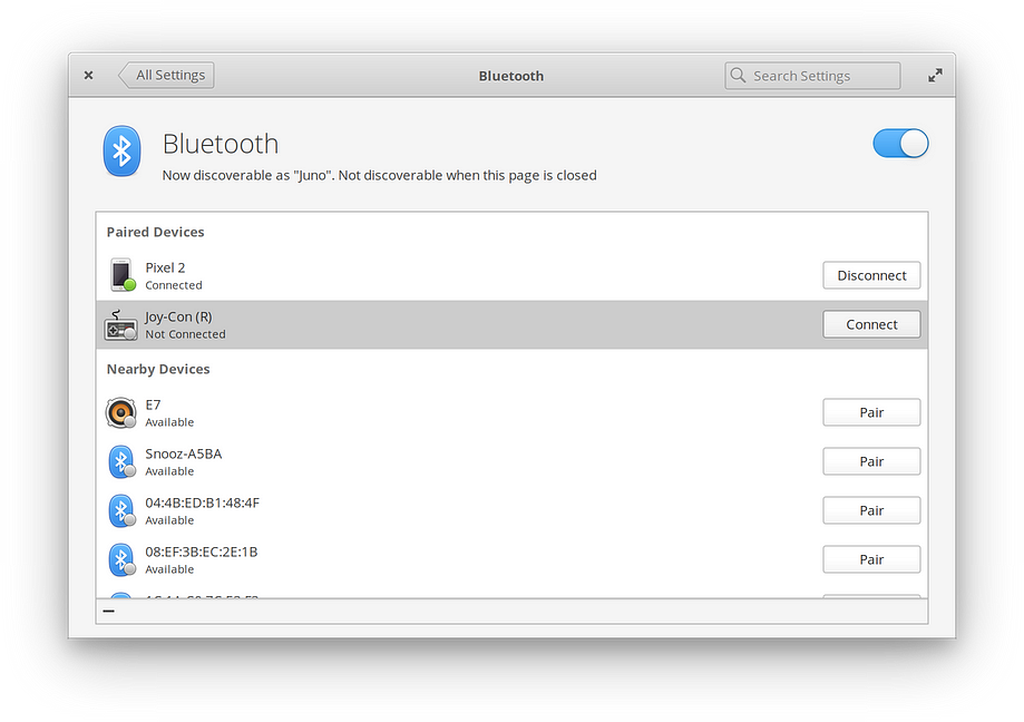 Bluetooth settings