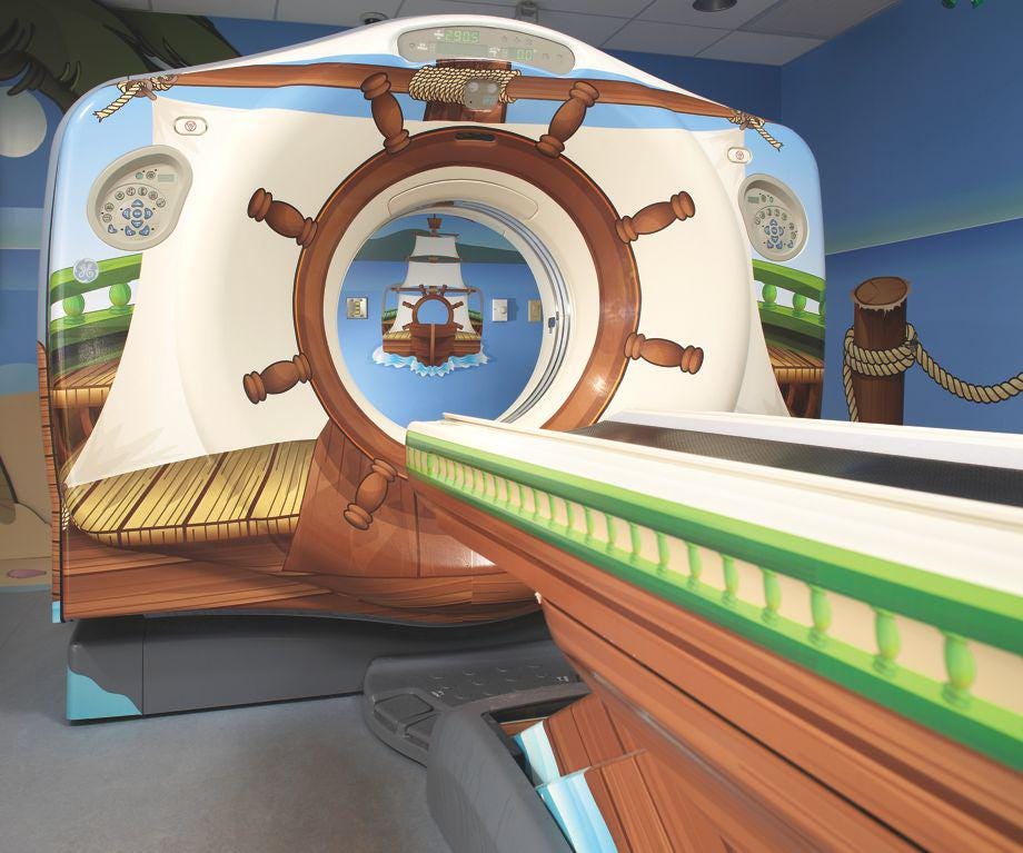 MRI machine made to look like a pirate ship.