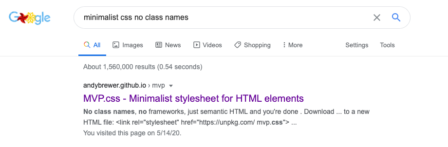 Google search for “minimalist css no class names”