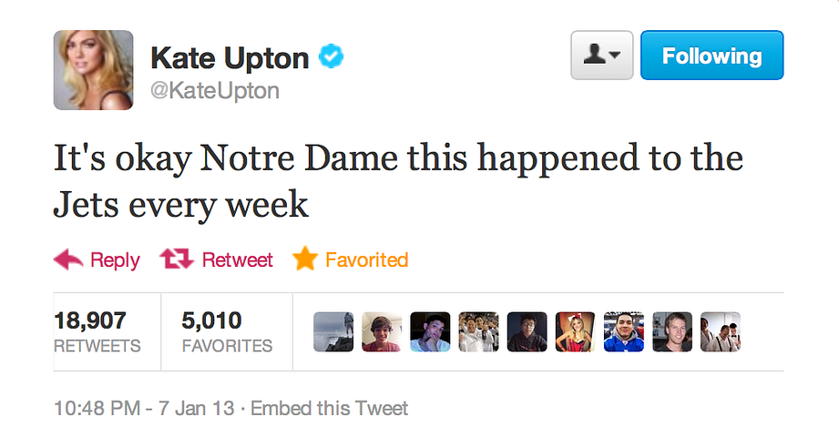 Kate Upton Jets Tweet