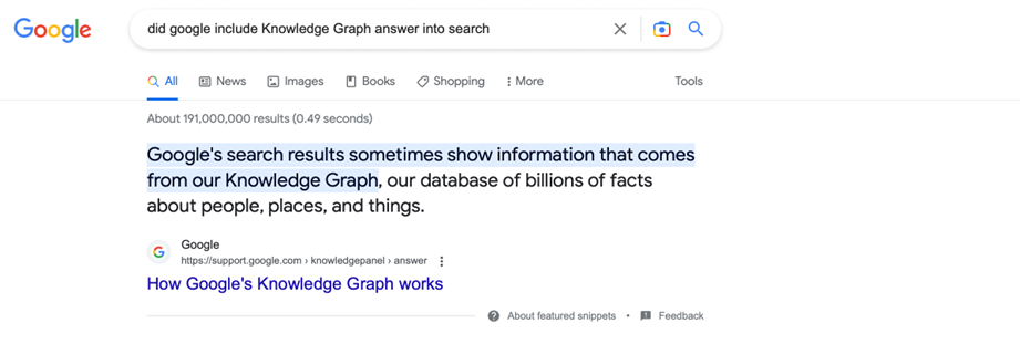 A Famous search engine used Knowledge Graph to provide more accurate search results.