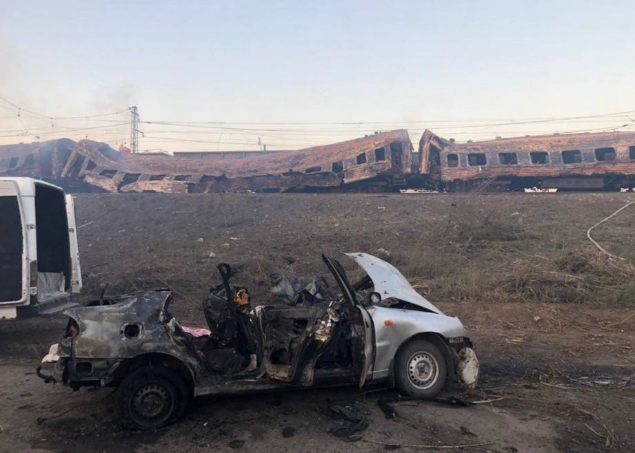Photo from Chaplyne railway station after Russian strike