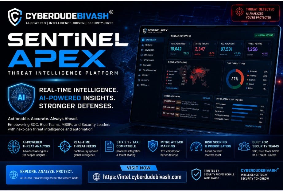 CYBERDUDEBIVASH® Sentinel APEX: AI-Powered Cyber Threat Intelligence Platform for Modern Security…