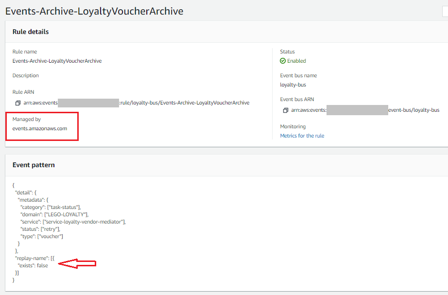 AWS console showing the managed filter rule.