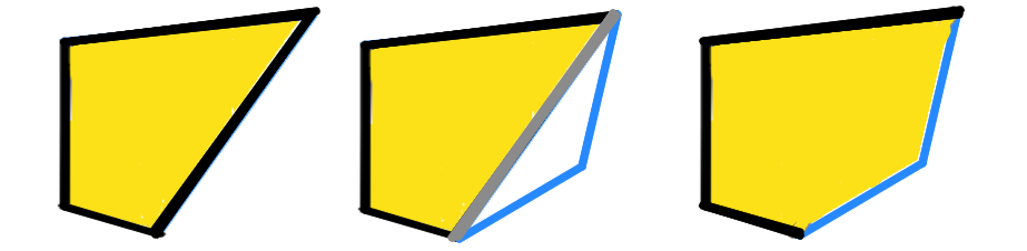 Adding a triangle to a 4-sided shape gives a 5-sided shape