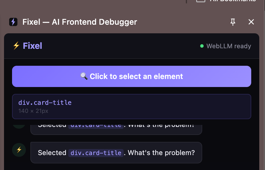 Fixel: A Frontend Debugger Where the AI Runs Entirely Inside Your Browser