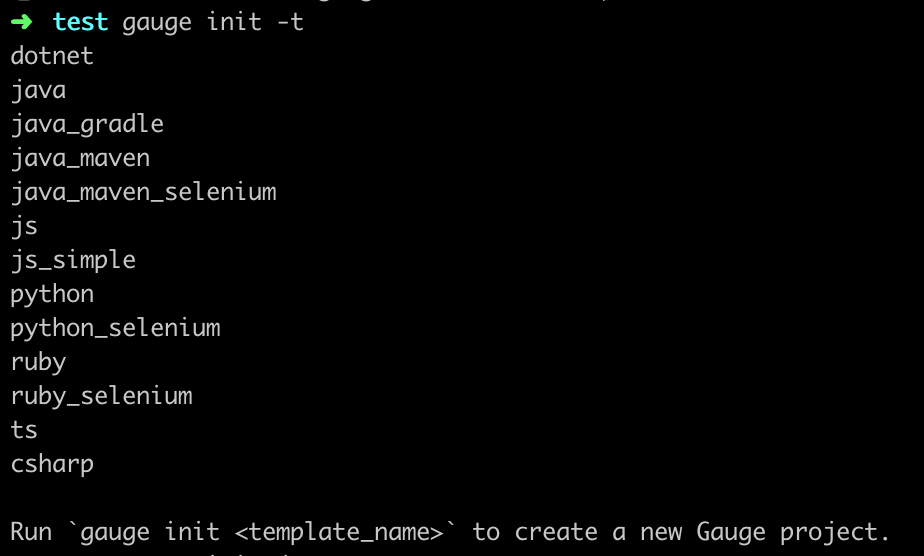 gauge template: gauge init -t