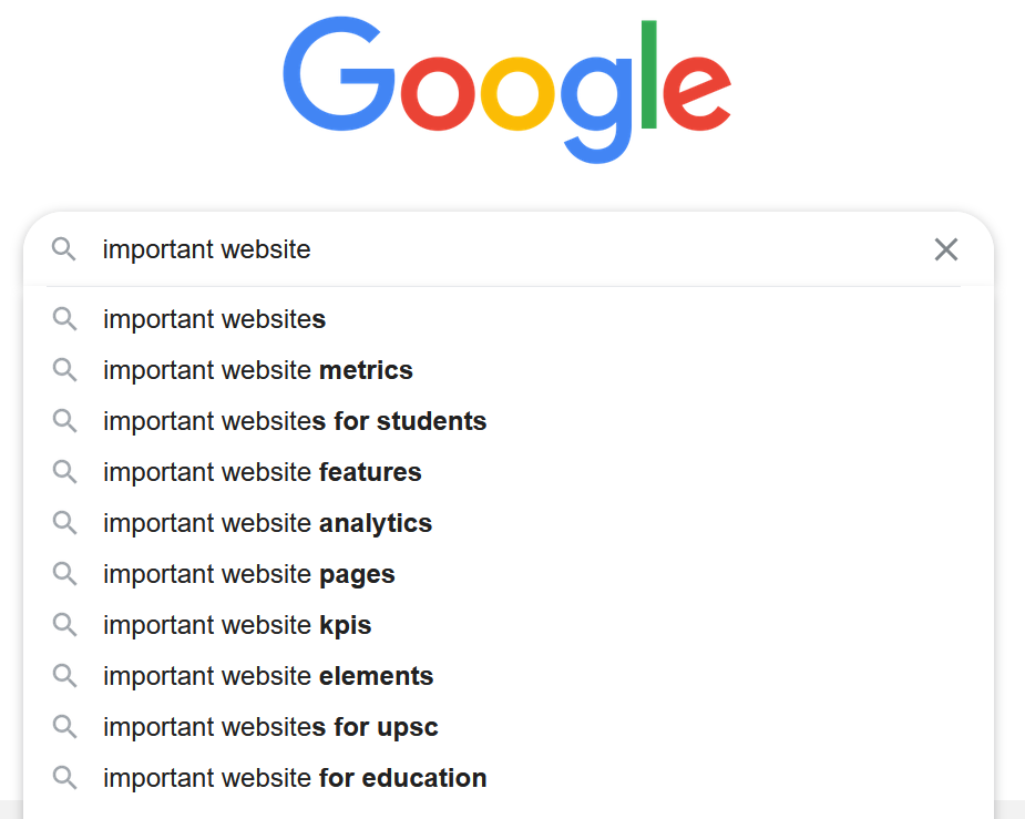 “Important website” Google search.