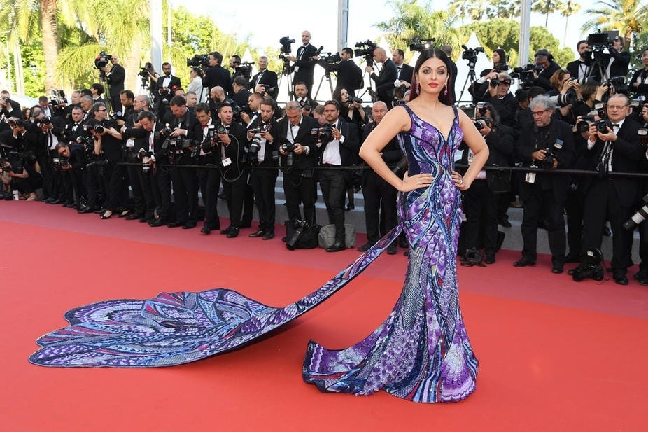 Rai, Michael Cinco gown, Cannes 2018 — courtesy Vogue