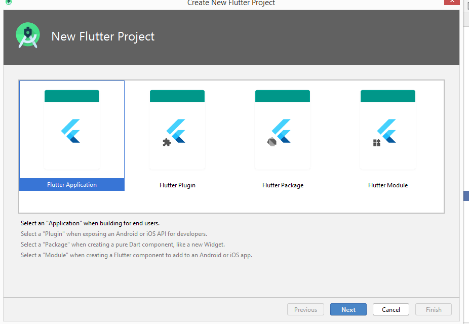 Create new Flutter Application Project