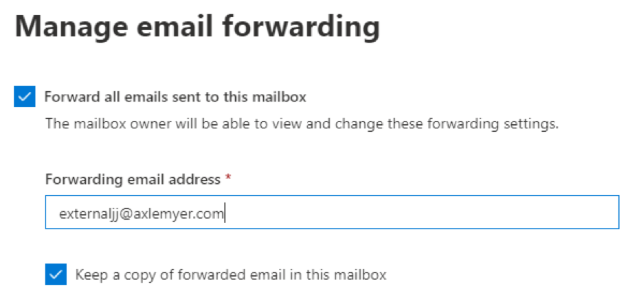 Manage Email Forwarding Through Admin Center