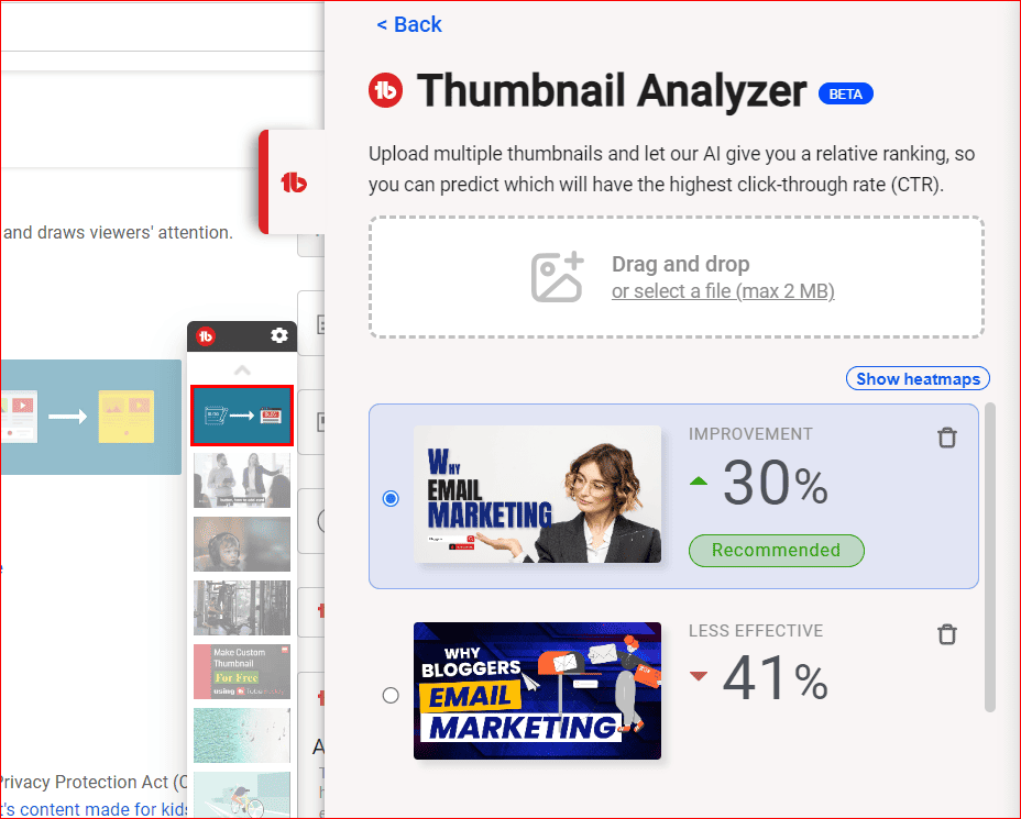 TubeBuddy’s Thumbnail Analyzer