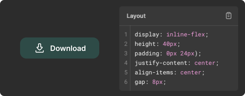 The properties and values of a layout that Figma provides