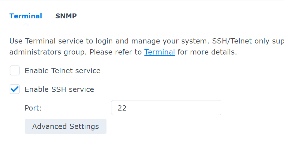 Enable SSH on Synology NAS