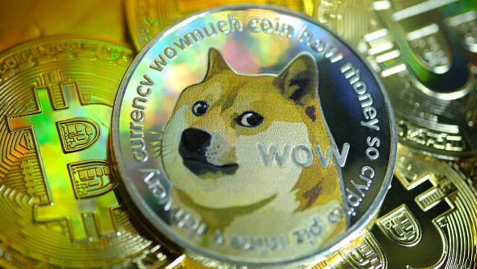 An image of a physical Dogecoin