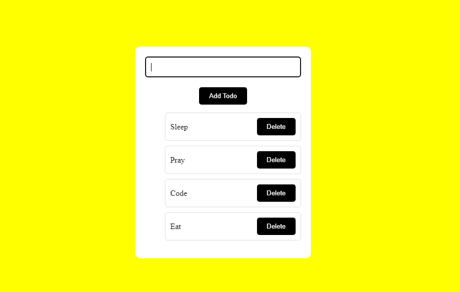 A screenshot of the to-do list app created with React.js