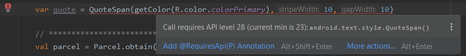 This constructor can only be used from API Level 28 and above