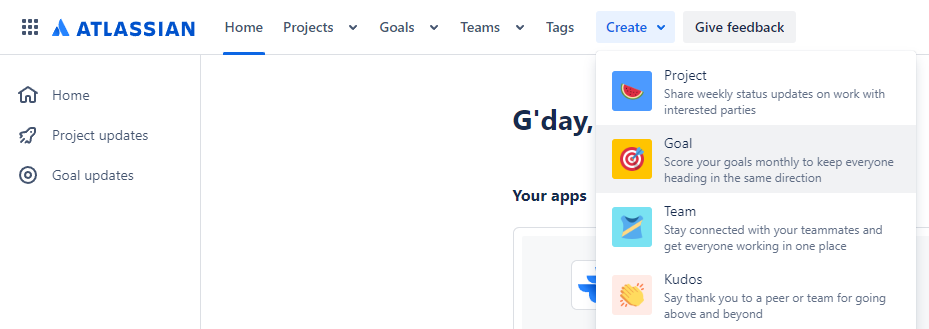 How to create Atlassian goals