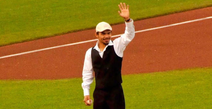 Manny Pacquiao's first pitch at AT&T park (by bryce_edwards on Flickr)