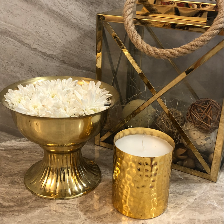 Gold Hammered Candle