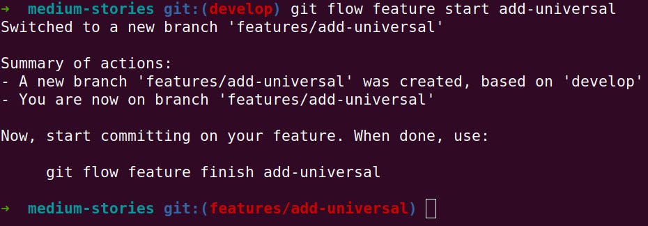 git flow new feature