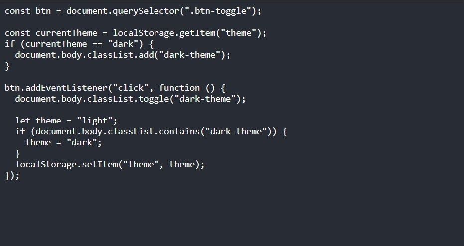 How to implement dark mode in website — LocalStorage — storing users’ preference