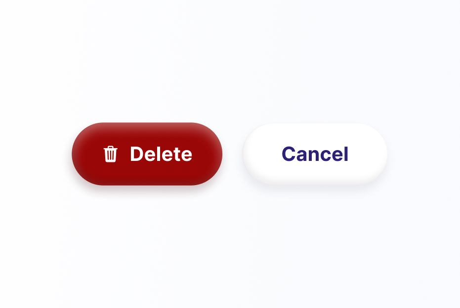 A red ‘delete’ button next to a white ‘cancel’ button.