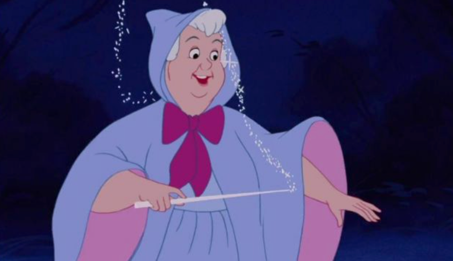 Cinderella’s fairy godmother casting a magical spell.