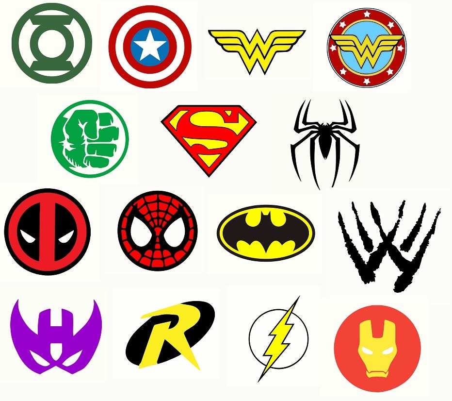 Fun superhero logo svg drawing bundle image clip art