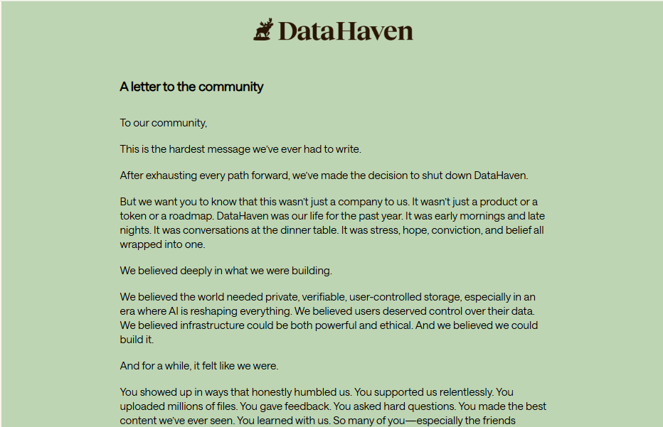 When Community Farming Meets a Sudden Ending feat. DataHaven
